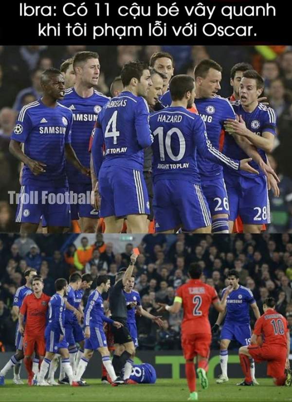 Ảnh chế David Luiz an ủi Mourinho sau trận thua của Chelsea 2