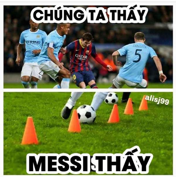 Ảnh chế màn trình diễn của Messi trước Man City 3