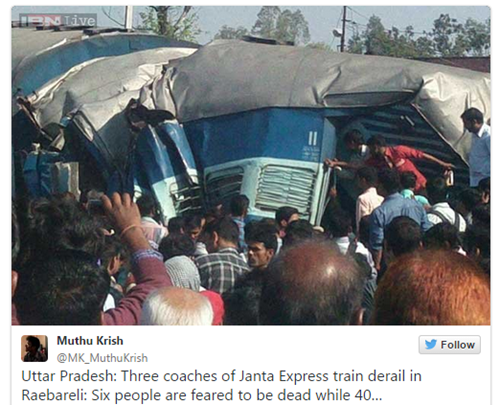Trật đường ray xe lửa ở Ấn Độ, 6 người chết 2