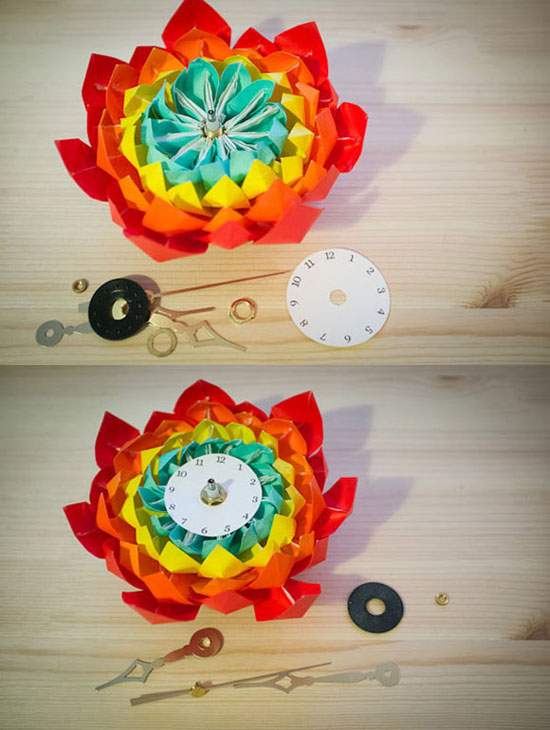 Cách làm hoa đồng hồ từ giấy origami siêu kute 9