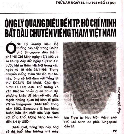 Ông Lý Quang Diệu, Singapore và Việt Nam 1