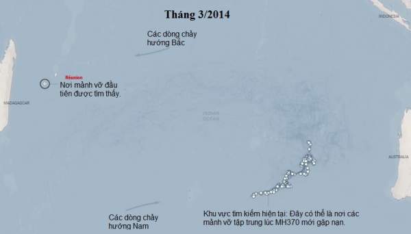 Hành trình và hướng đi của các mảnh vỡ MH370 2
