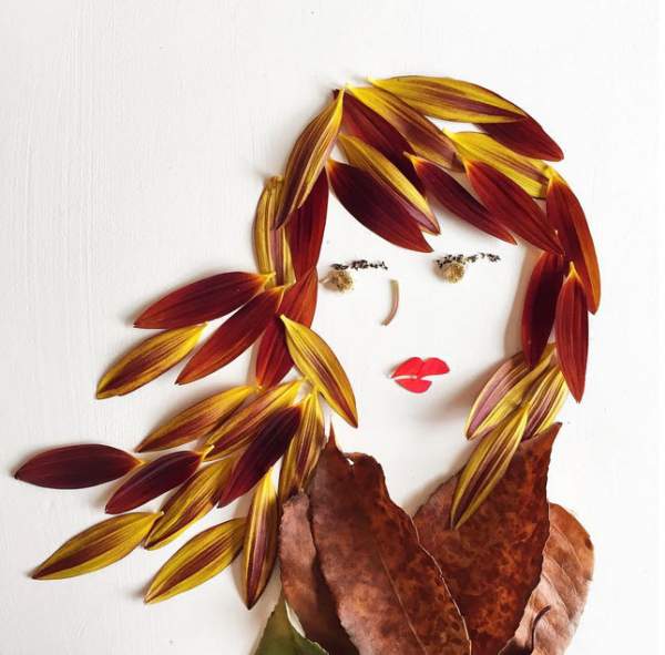Cô gái tóc đỏ vẽ tranh tuyệt đẹp từ cánh hoa 54
