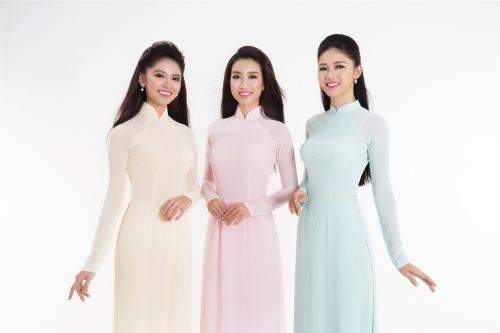 Hoa hậu Đỗ Mỹ Linh, Á hậu Thanh Tú và Thùy Dung đọ sắc với áo dài 3