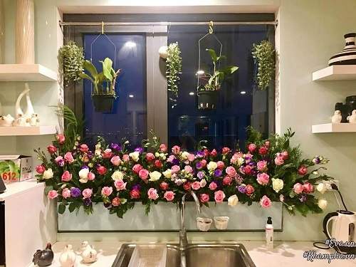 "Vườn hồng" đẹp mê hồn trên cửa sổ nhà bếp của mẹ Hà Thành 20 năm đi chợ "săn" hoa 3