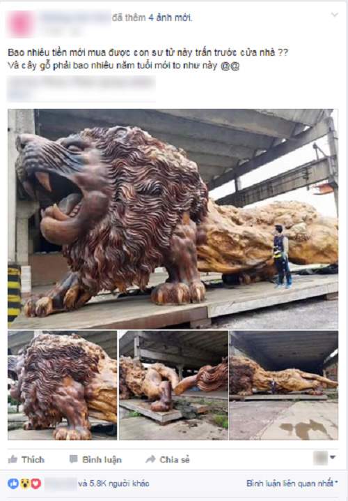 Sự thật ngỡ ngàng đằng sau bức tượng sư tử gỗ khổng lồ đang "nổi như cồn" trên MXH 3