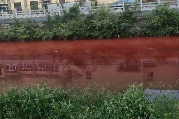 Dòng sông bất ngờ nhuộm đỏ máu tại thành phố Trung Quốc 3