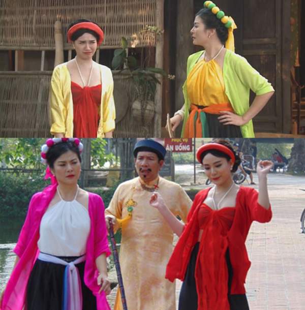 Nhìn lại loạt váy áo gợi cảm của mỹ nhân Việt diễn hài Tết 12