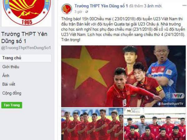 Xôn xao trường THPT cho học sinh nghỉ học để cổ vũ U23 Việt Nam 2