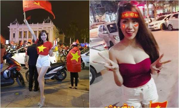 Thời trang "đi bão" gợi cảm của người đẹp mừng chiến thắng U23 Việt Nam 3