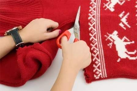 Tự tạo chân váy đỏ điệu đà cho Giáng sinh từ áo len 2
