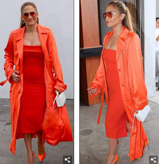 Jennifer Lopez quyến rũ với váy màu cam 4