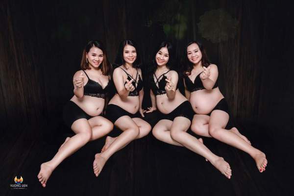 4 chị em ruột cùng mang bầu rủ nhau chụp hình kỷ niệm gây “bão” mạng 4