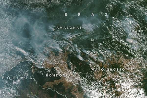Rừng Amazon cháy lớn, từ trên quỹ đạo cũng nhìn được khói 2
