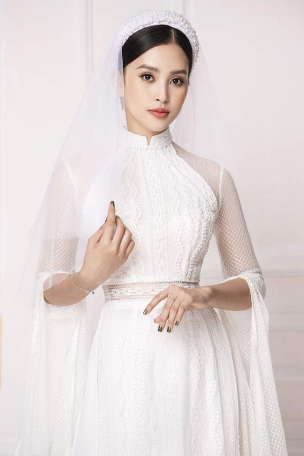 Hoa hậu Tiểu Vy e ấp trong trang phục áo dài cô dâu 3