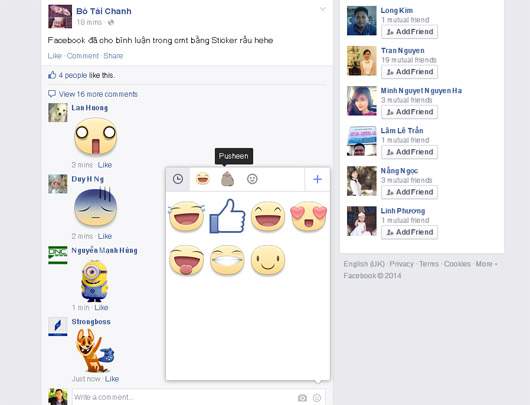 Facebook chính thức cho bình luận bằng sticker