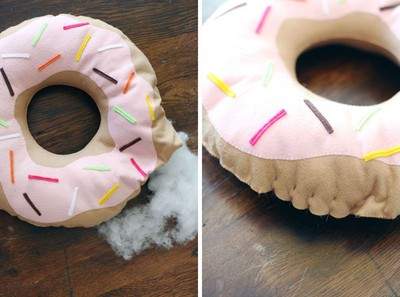 Cách may gối handmade hình bánh Donut tặng bé 6