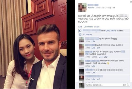 Vẻ đẹp thanh lịch của cô gái chụp ảnh cùng Beckham