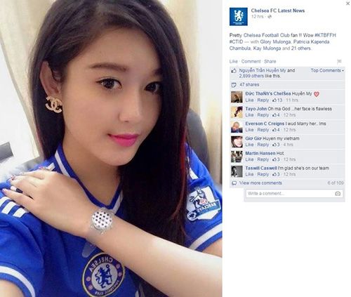 Fanpage thế giới của Chelsea bất ngờ đăng ảnh Á hậu Huyền My