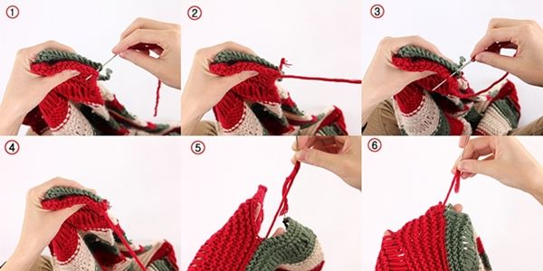 Cách đan khăn len ống 3 màu cực đẹp đi chơi ngày Tết 12