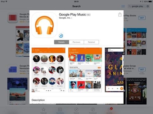 Google Play Music có phiên bản cho iPad