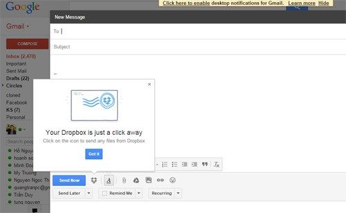 Chèn trực tiếp dữ liệu Dropbox vào Gmail 2