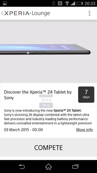 Xperia Z4 Tablet có màn hình 2K lộ ảnh trước thềm MWC 2015