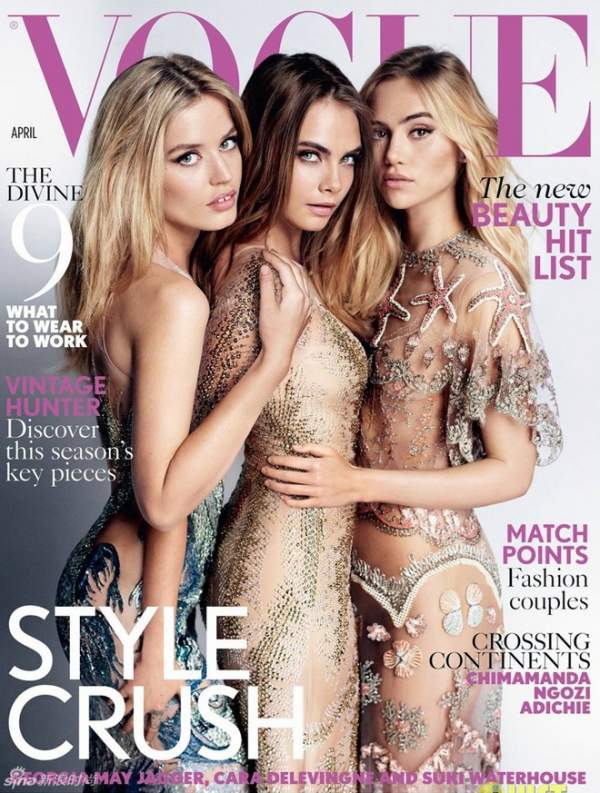 Bộ 3 siêu mẫu Anh đọ độ gợi cảm trên bìa tạp chí Vogue