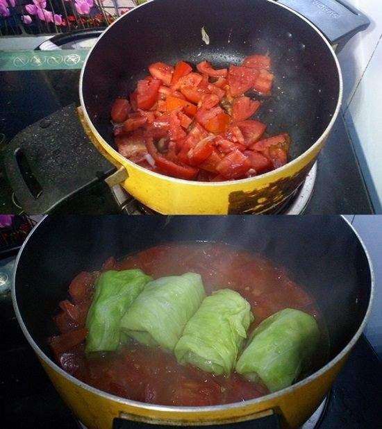 Ngon ngất ngây bắp cải cuộn thịt sốt cà chua 3