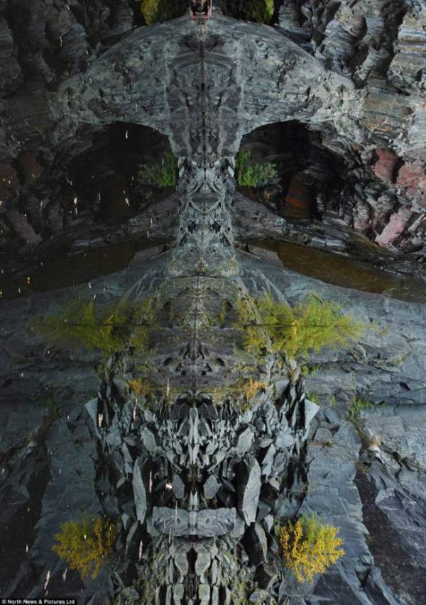 Hình đầu lâu khổng lồ trong mỏ đá bỏ hoang