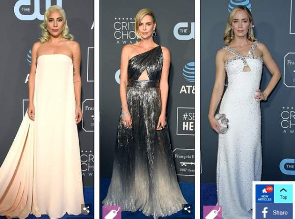 Lady Gaga, Charlize Theron và Emily Blunt lộng lẫy trên thảm đỏ Critics" Choice Awards