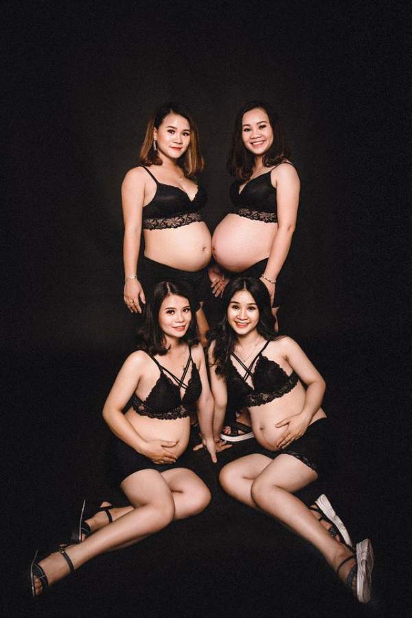 4 chị em ruột cùng mang bầu rủ nhau chụp hình kỷ niệm gây “bão” mạng 2
