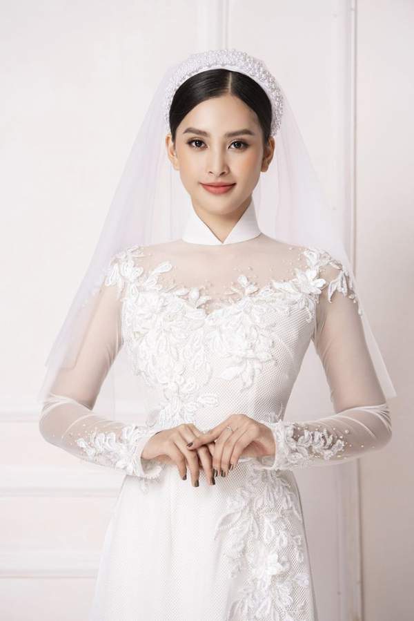 Hoa hậu Tiểu Vy e ấp trong trang phục áo dài cô dâu 5